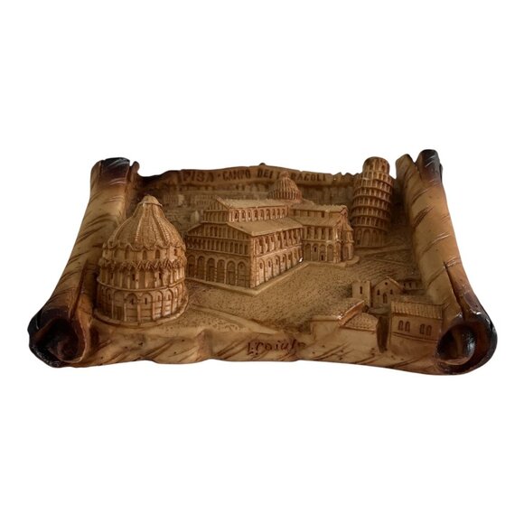 Vintage Pisa Italy Souvenir Wall Plaque Campo dei Miracoli Leaning Tower Relief - Picture 2 of 4